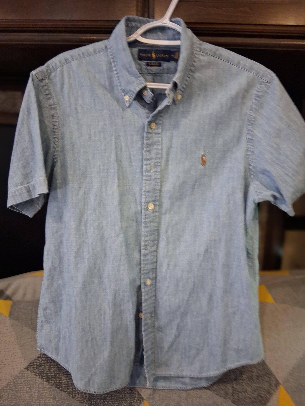 Light Blue Short-Sleeve Denim Button-Down Shirt by Polo by Ralph Lauren